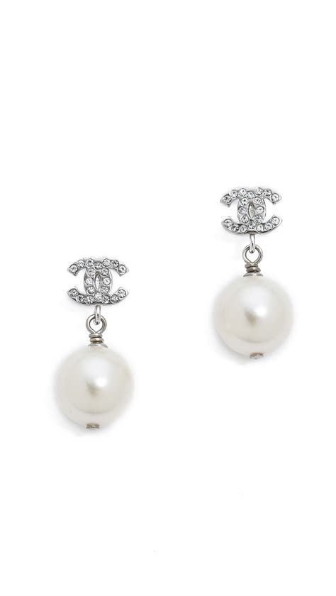 vintage chanel earrings pearl|pre owned chanel earrings.